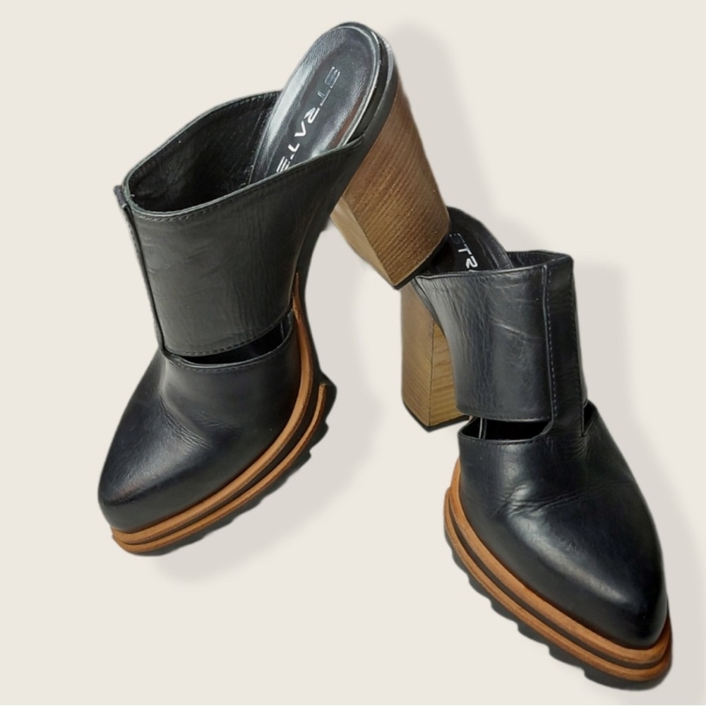 Strategia Chunky Black Italian Leather